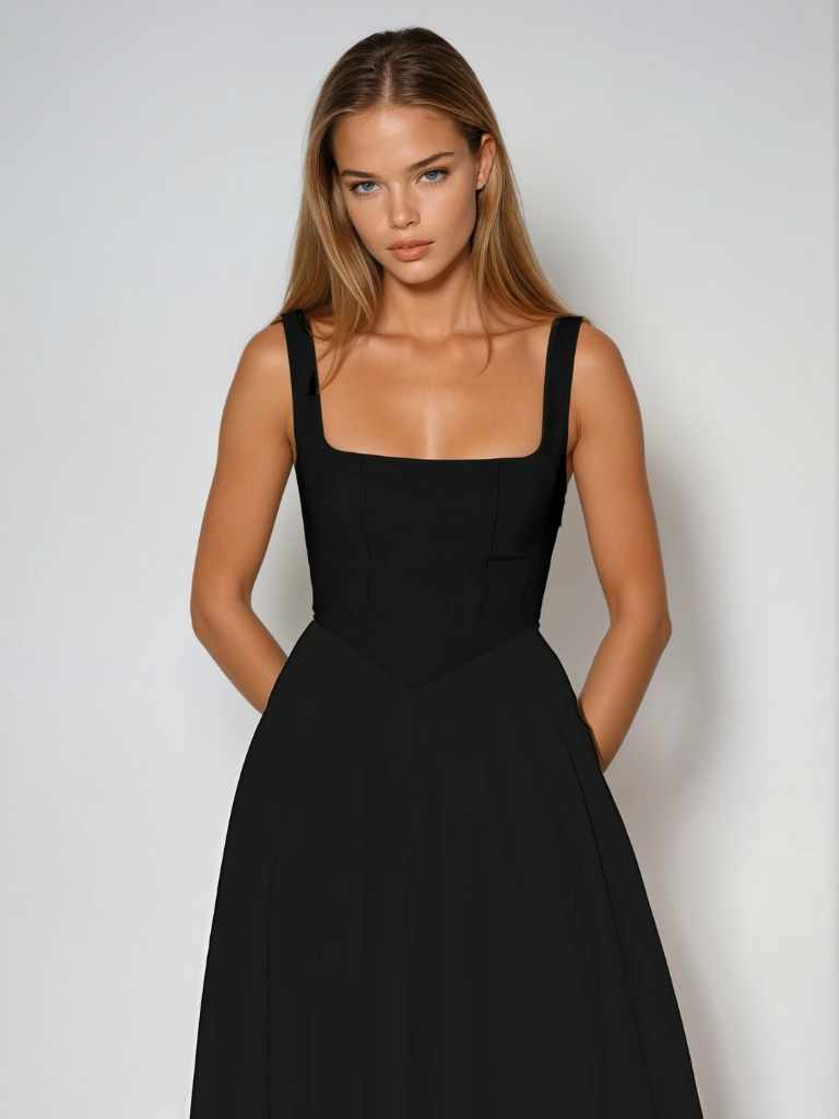 Women’s Elegant Midi Dress Flattering Silhouette for Formal and Cocktail Occasions 4