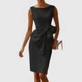 Women’s Elegant Midi Dress with Bow Detail for Formal Occasions 0