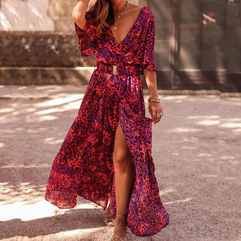 Women’s Elegant Midi Wrap Dress Comfortable All-Season Style 0
