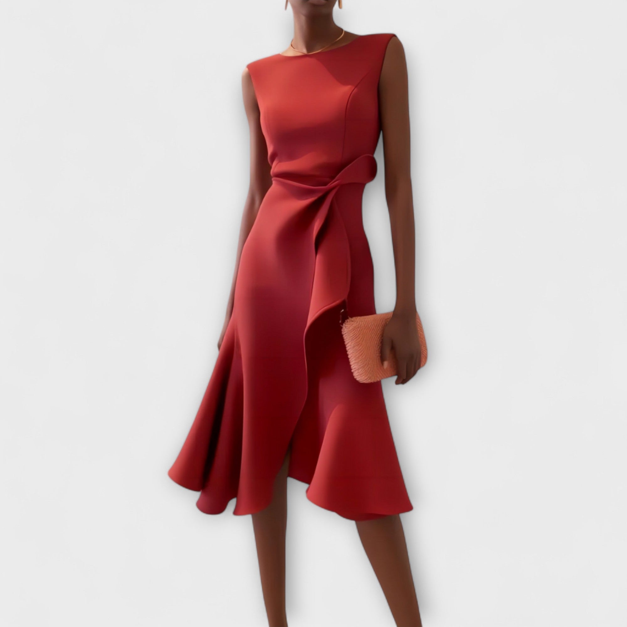 Women’s Elegant Pleated Midi Dress Flowing Design for Formal Occasions 0