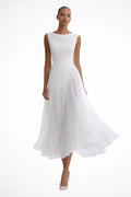 Women’s Elegant Pleated Midi Dress with Cowl Neck Design 0
