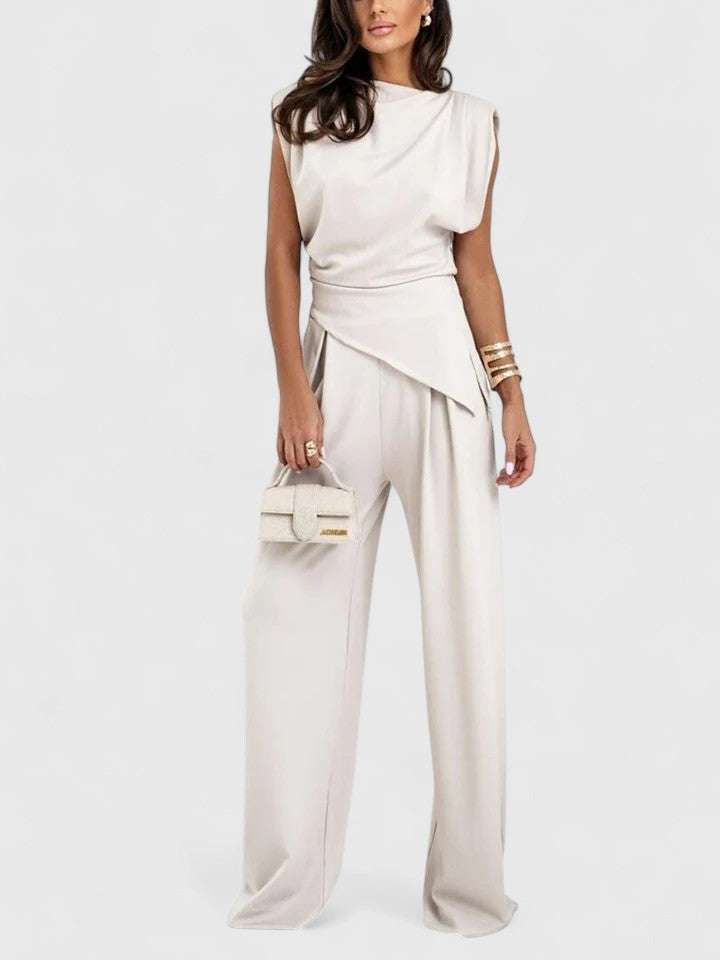Women’s Elegant Set Chic Sleeveless Top and Loose Pants 0