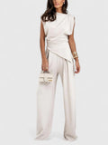 Women’s Elegant Set Chic Sleeveless Top and Loose Pants 0