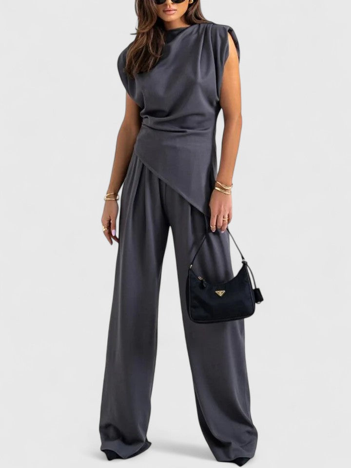 Women’s Elegant Set Chic Sleeveless Top and Loose Pants 1