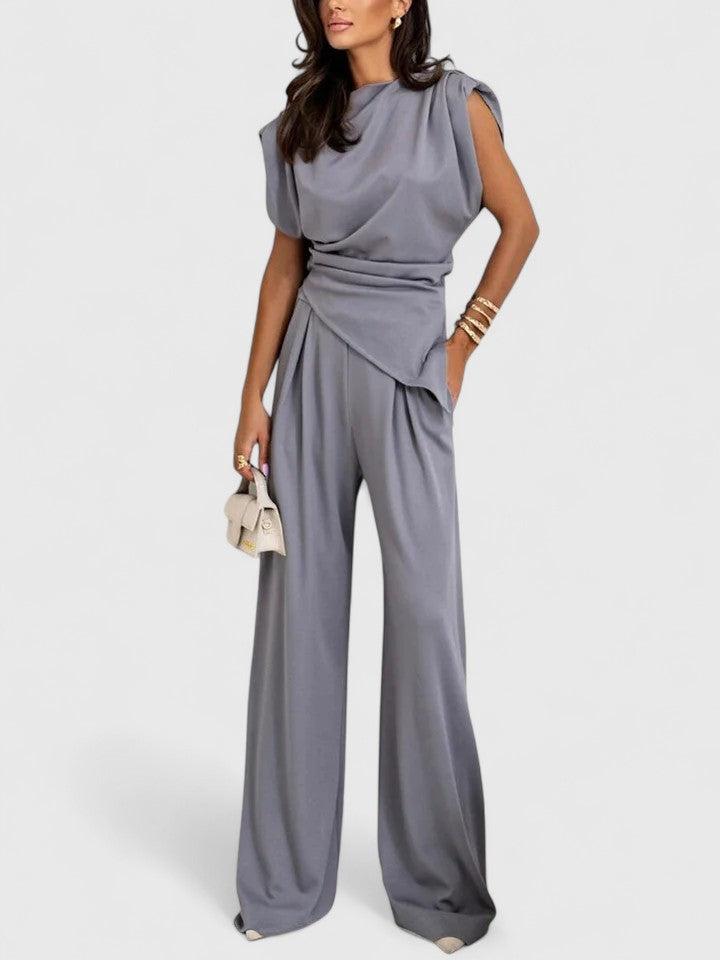 Women’s Elegant Set Chic Sleeveless Top and Loose Pants 2