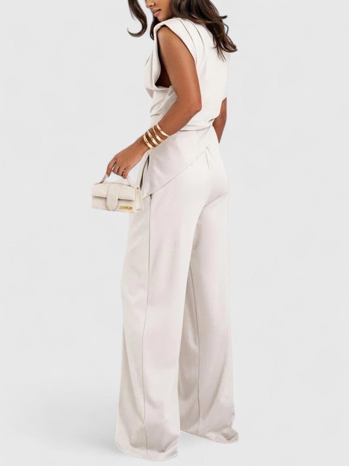 Women’s Elegant Set Chic Sleeveless Top and Loose Pants 3