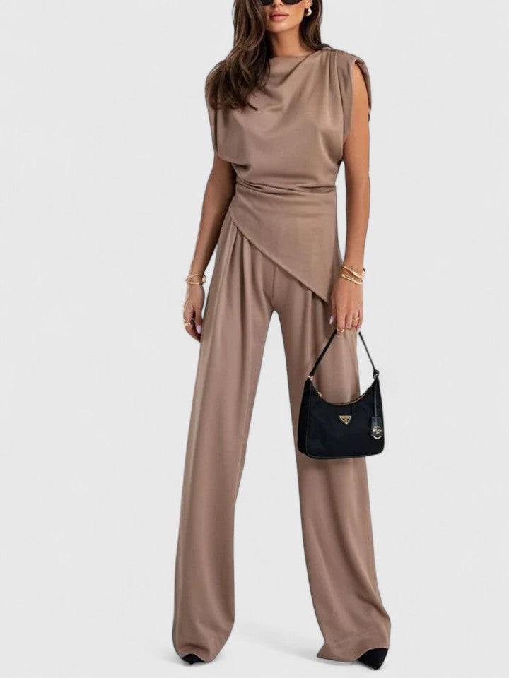 Women’s Elegant Set Chic Sleeveless Top and Loose Pants 4