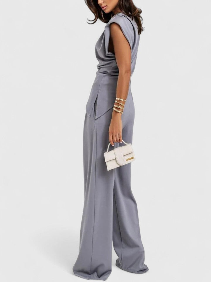 Women’s Elegant Set Chic Sleeveless Top and Loose Pants 5