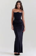 Women’s Elegant Strapless Maxi Dress with Corset Design 0
