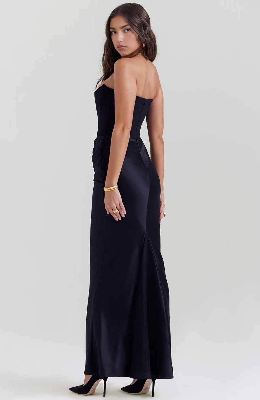 Women’s Elegant Strapless Maxi Dress with Corset Design 1