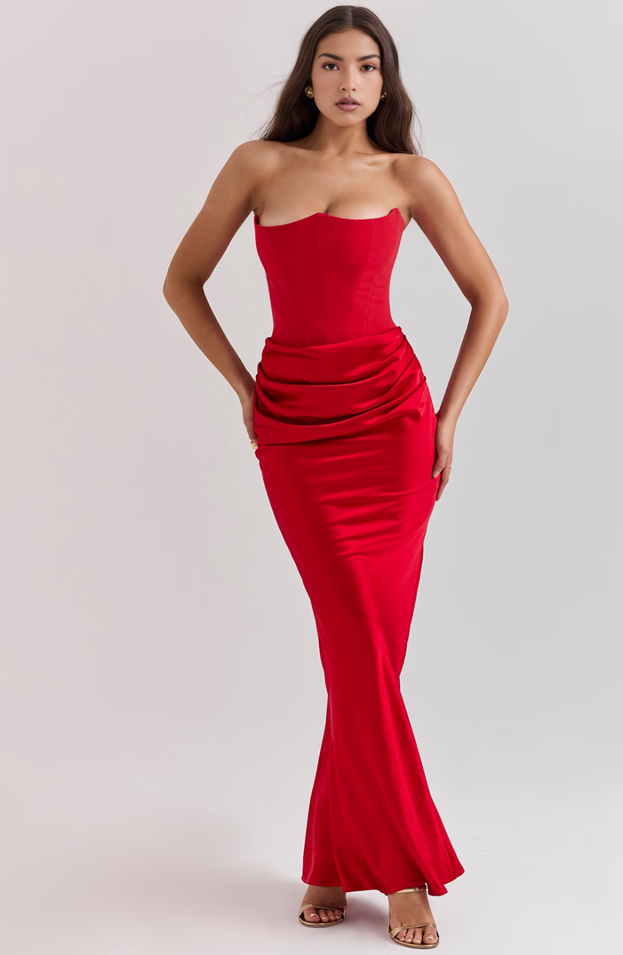 Women’s Elegant Strapless Maxi Dress with Corset Design 8