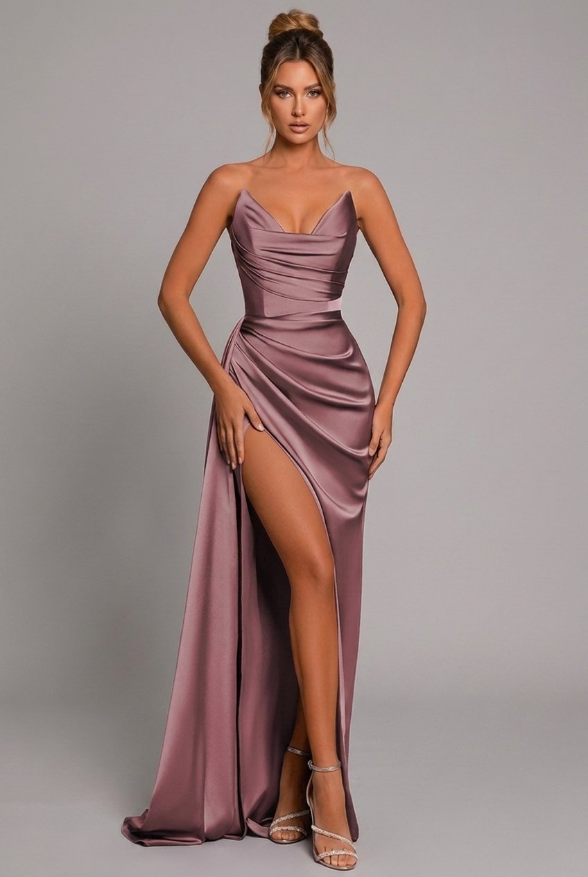 Women’s Elegant Strapless Maxi Dress with Sweetheart Neckline 5