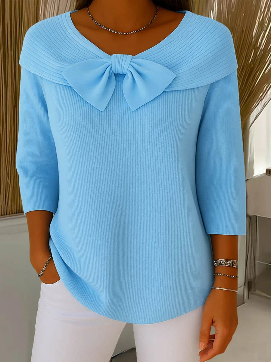 Women’s Elegant Sweater Soft Touch with Bow Detail 0