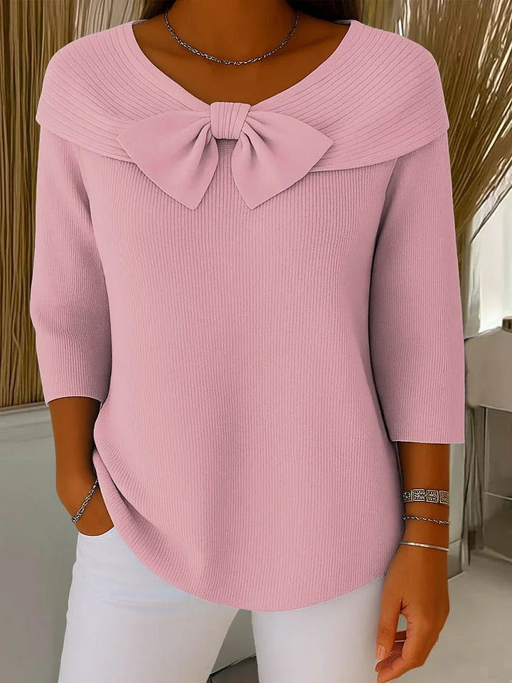 Women’s Elegant Sweater Soft Touch with Bow Detail 1