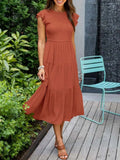 Women’s Elegant Tiered Maxi Dress with Cap Sleeves for Effortless Style 0