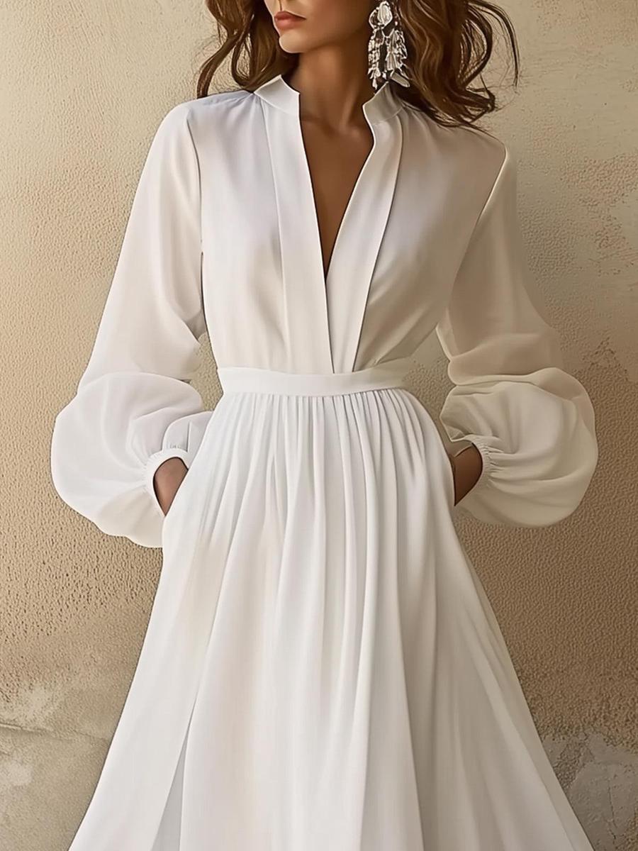 Women’s Elegant V-Neck Maxi Dress Minimalist Style for Any Occasion 1