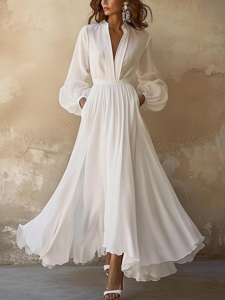 Women’s Elegant V-Neck Maxi Dress Minimalist Style for Any Occasion 3