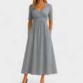 Women’s Elegant V-Neck Midi Dress for Cocktail and Formal Events 0