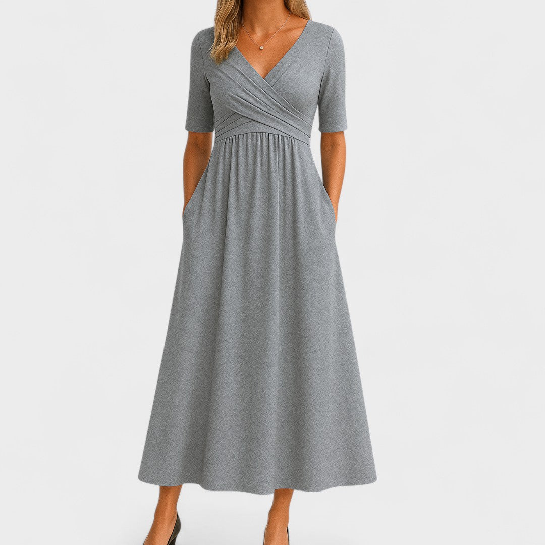 Women’s Elegant V-Neck Midi Dress for Cocktail and Formal Events 0