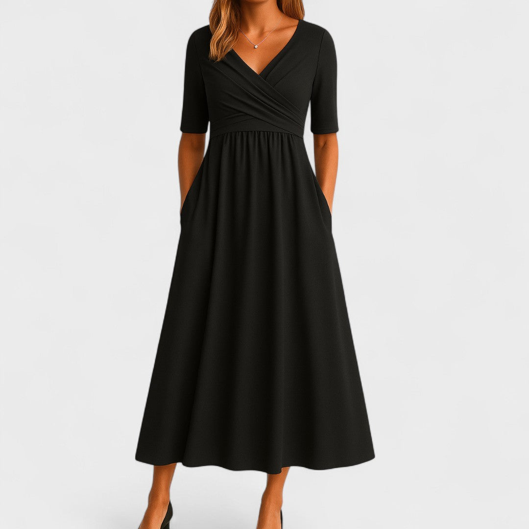Women’s Elegant V-Neck Midi Dress for Cocktail and Formal Events 1