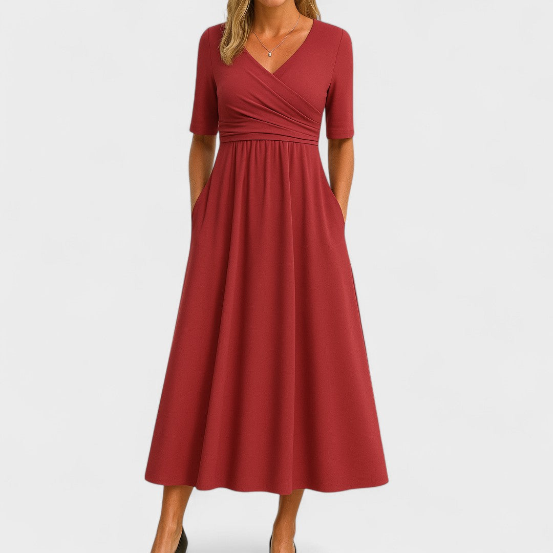 Women’s Elegant V-Neck Midi Dress for Cocktail and Formal Events 5