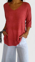 Women’s Elegant V-Neck Top Comfortable Versatile Style 0