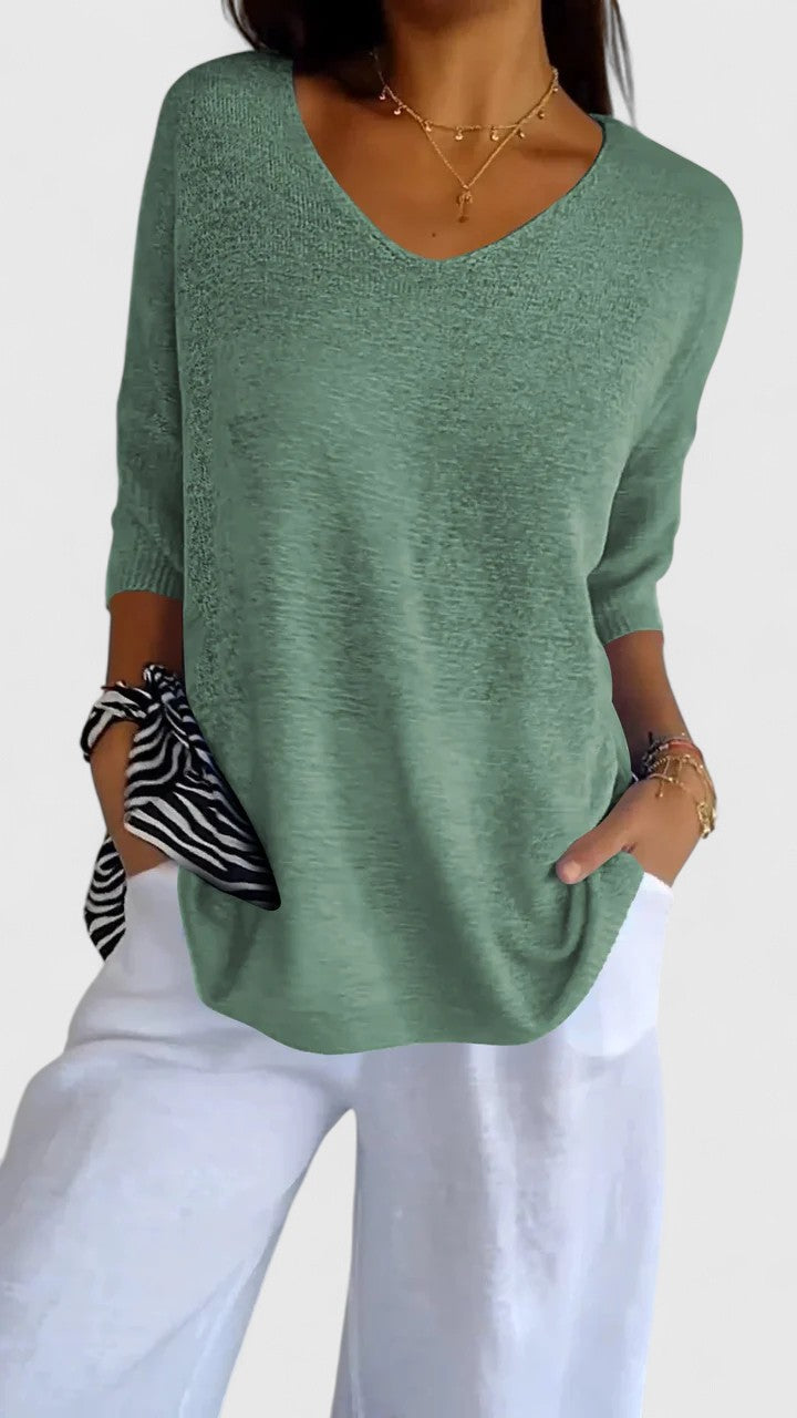 Women’s Elegant V-Neck Top Comfortable Versatile Style 1