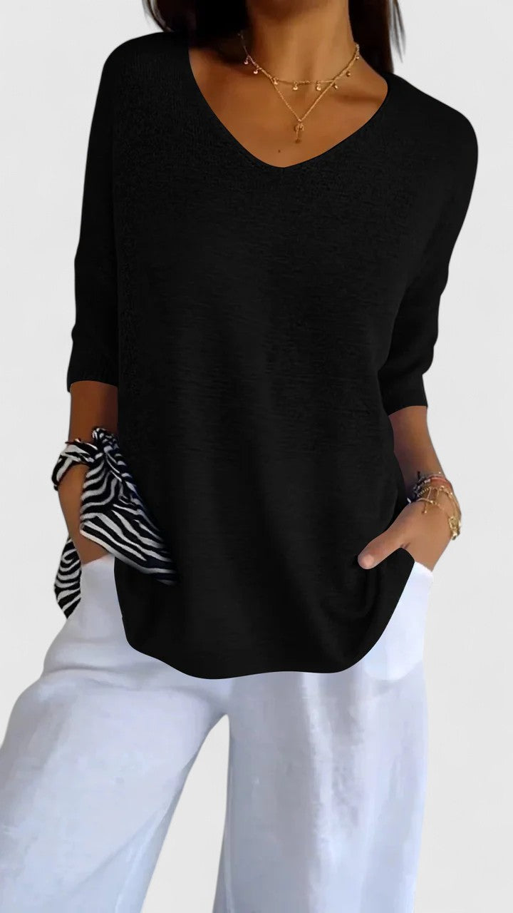 Women’s Elegant V-Neck Top Comfortable Versatile Style 2