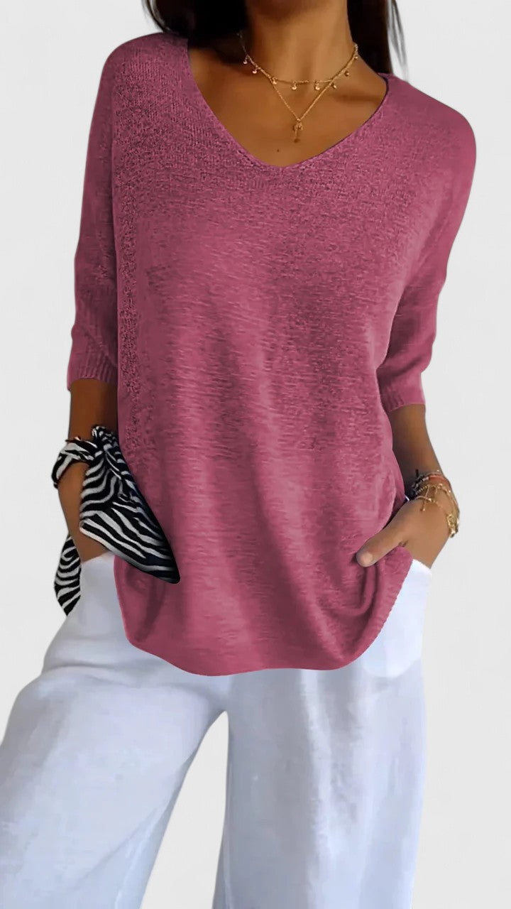 Women’s Elegant V-Neck Top Comfortable Versatile Style 3