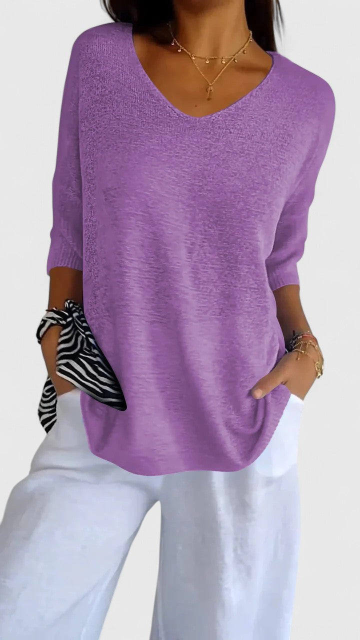 Women’s Elegant V-Neck Top Comfortable Versatile Style 4