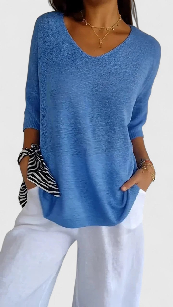 Women’s Elegant V-Neck Top Comfortable Versatile Style 5