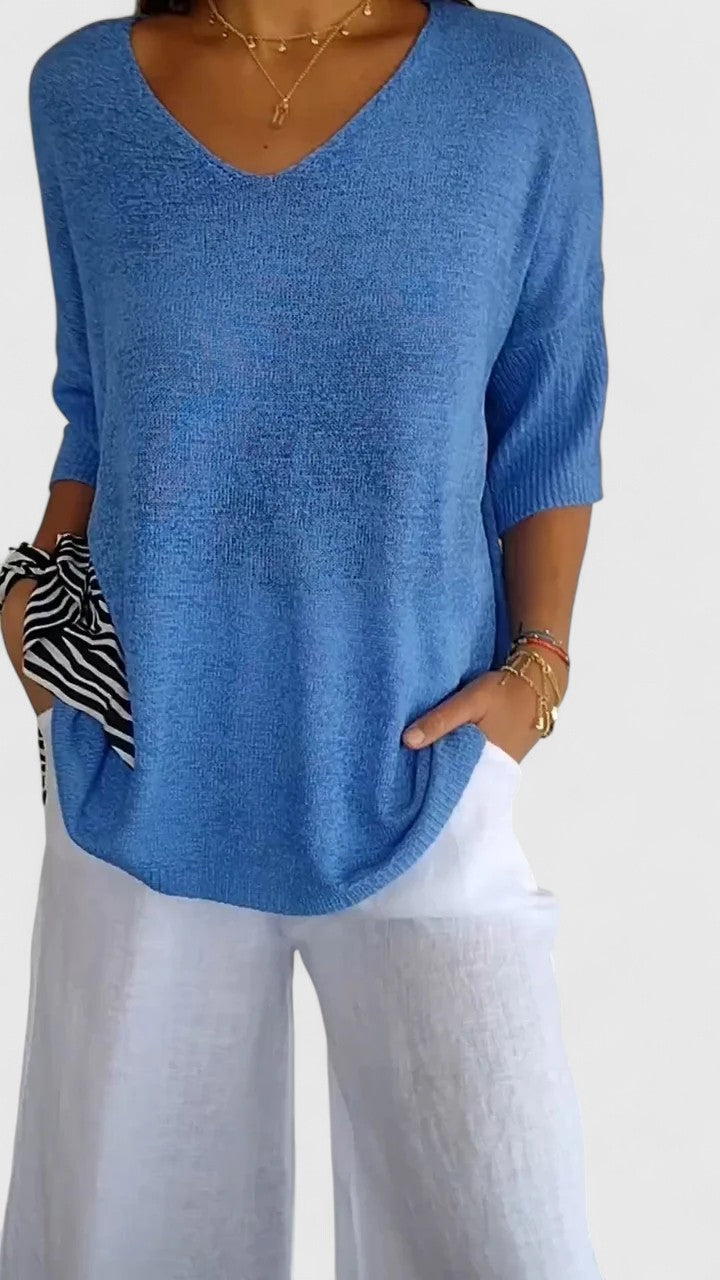 Women’s Elegant V-Neck Top Comfortable Versatile Style 9