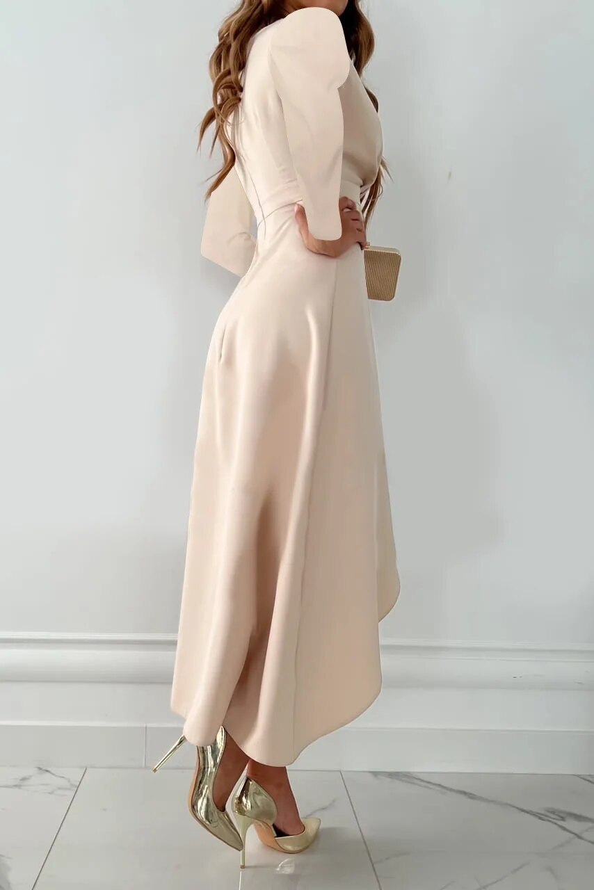 Women’s Elegant V Neck Midi Dress with Slit Detail for Summer Styling 1