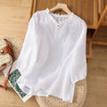 Women’s Embroidered Blouse Relaxed Fit with 3/4 Sleeves 0