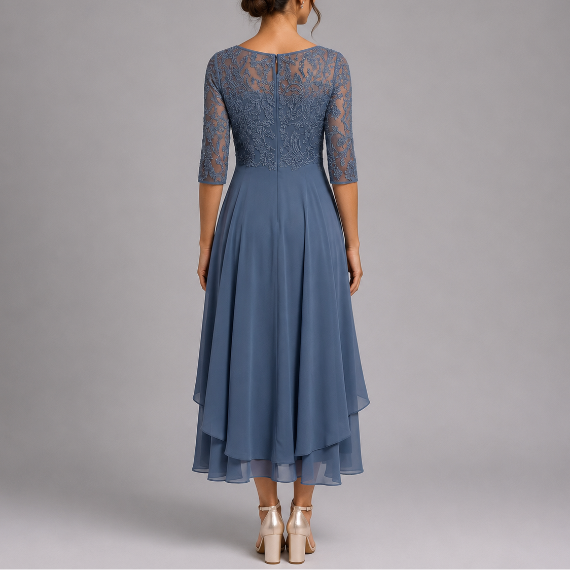 Women’s Embroidered Lace Midi Dress Elegant Wedding Guest Style 1