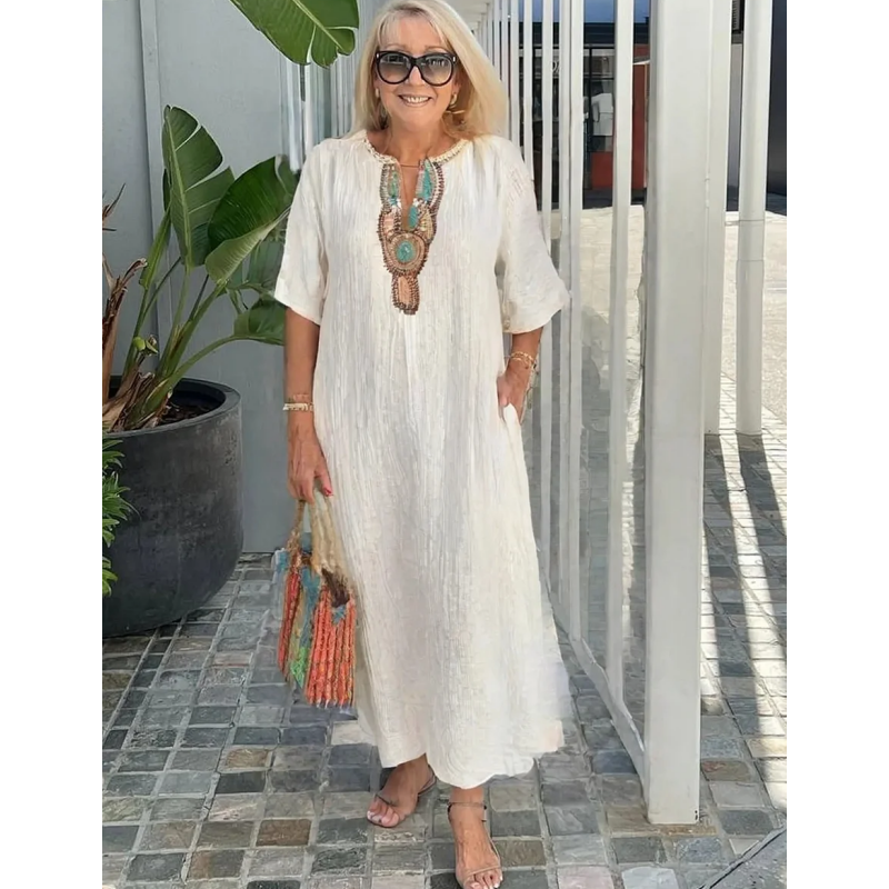 Women’s Embroidered Maxi Dress Lightweight Summer Style 1