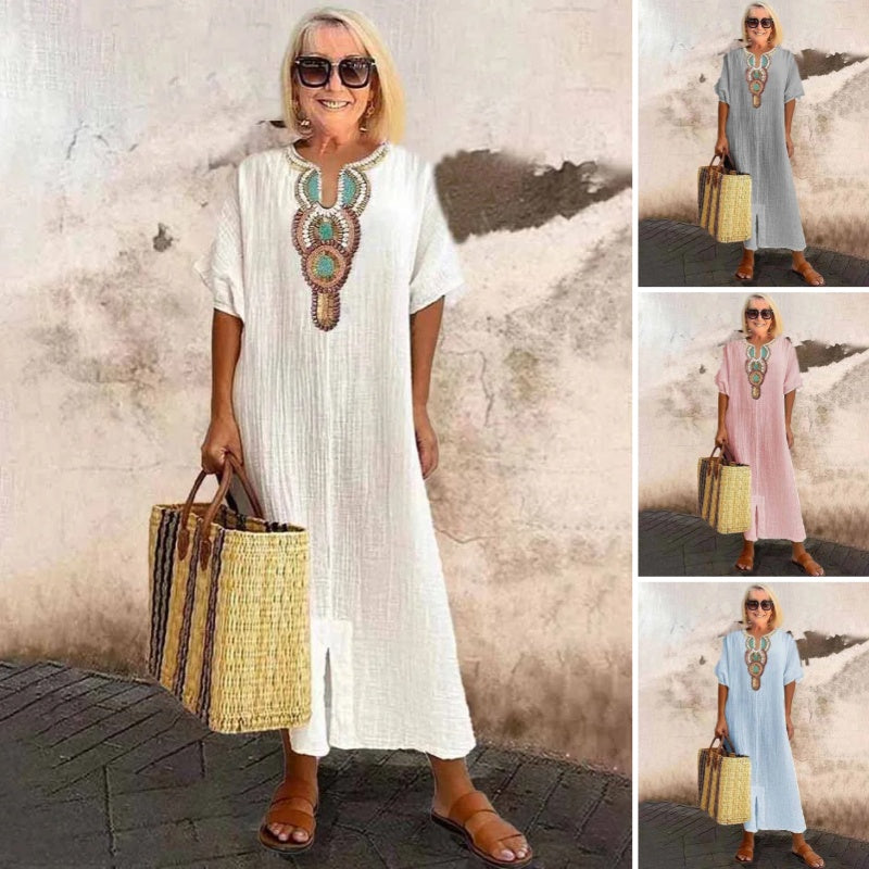 Women’s Embroidered Maxi Dress Lightweight Summer Style 6