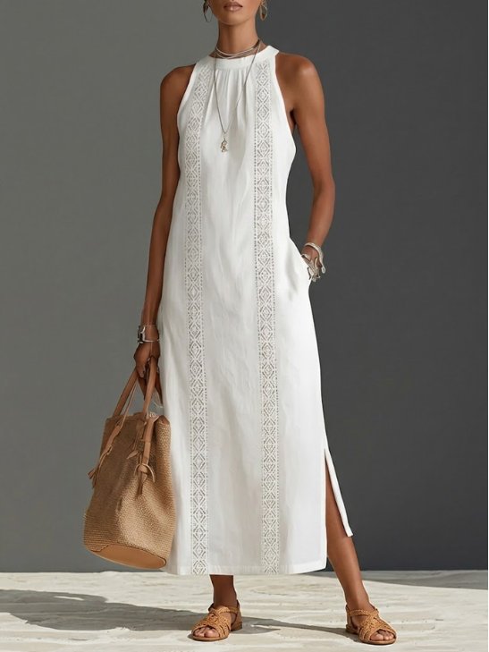 Women’s Embroidered Midi Dress Elegant Sleeveless Design 1