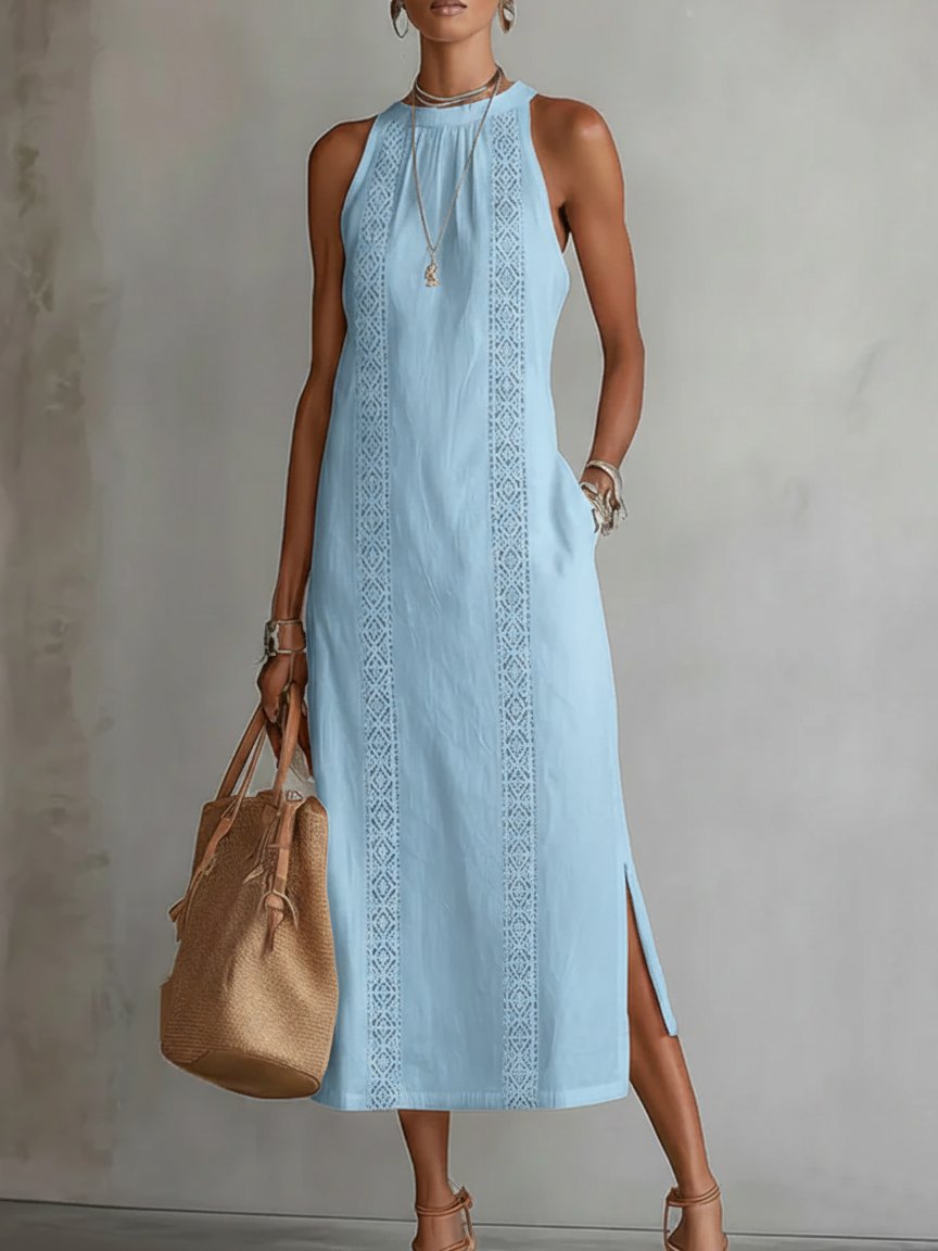 Women’s Embroidered Midi Dress Elegant Sleeveless Design 8