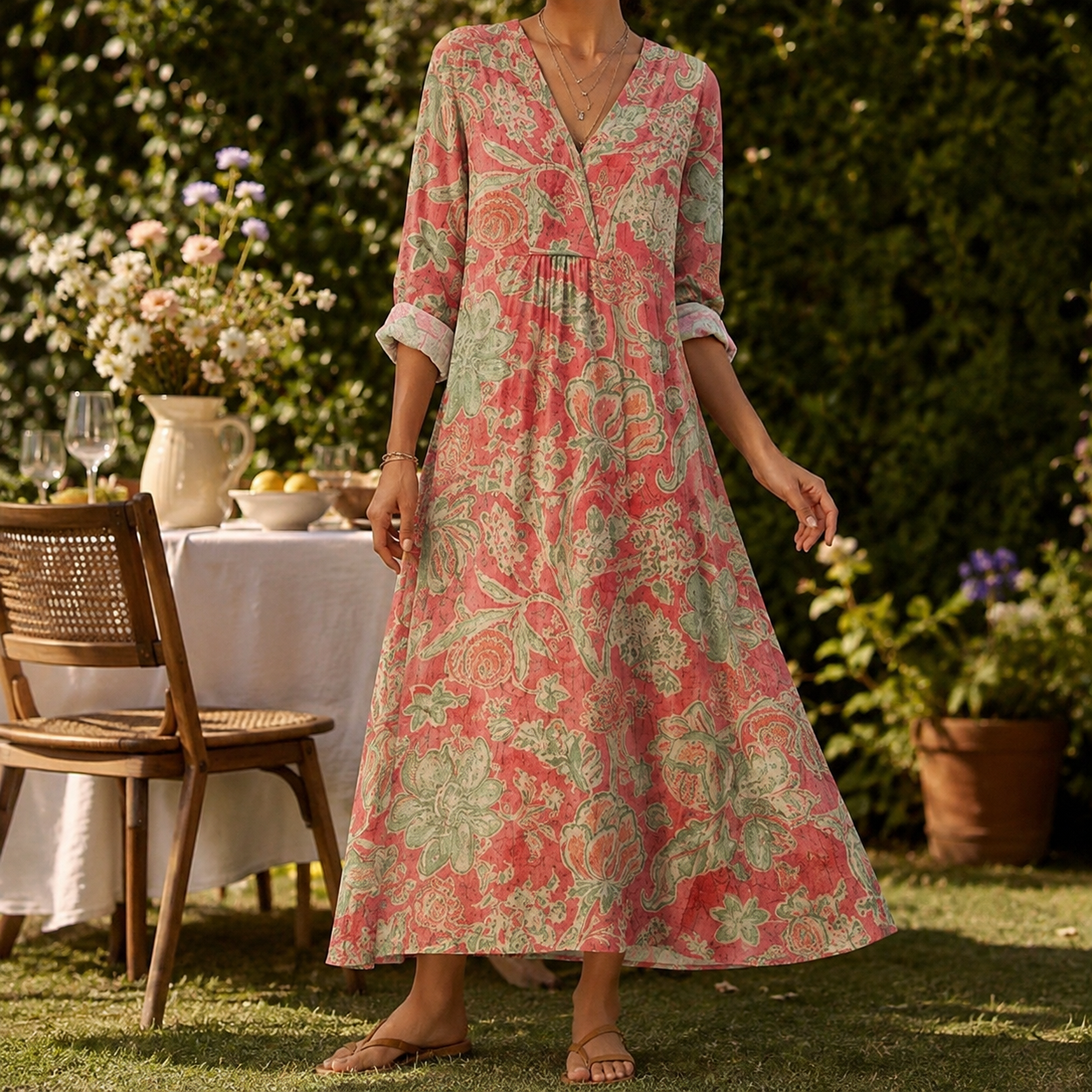 Women’s Empire Maxi Dress Soft Flowing Silhouette 0