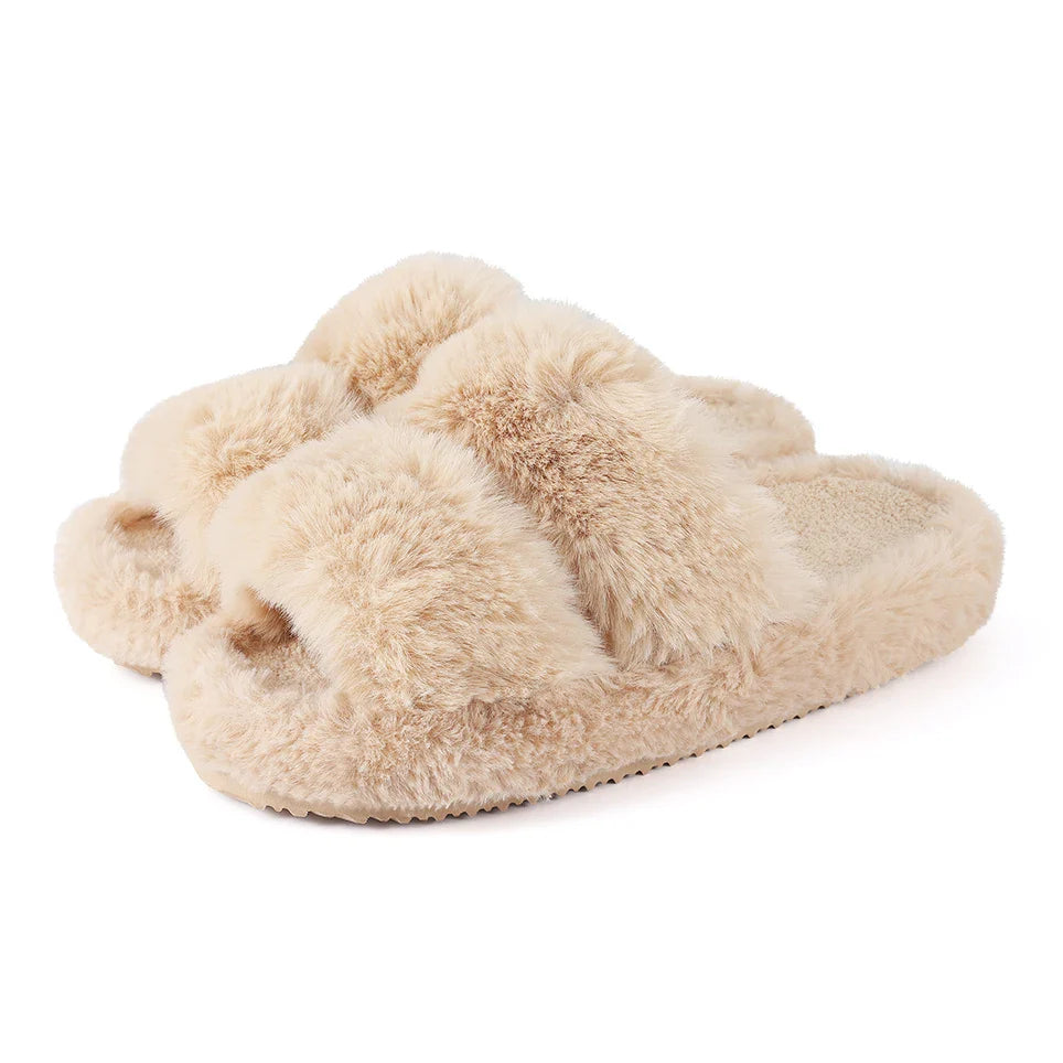 Women’s Faux Fur Slide Slippers Cozy Indoor Comfort 1