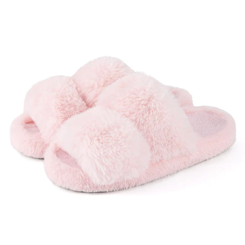 Women’s Faux Fur Slide Slippers Cozy Indoor Comfort 3