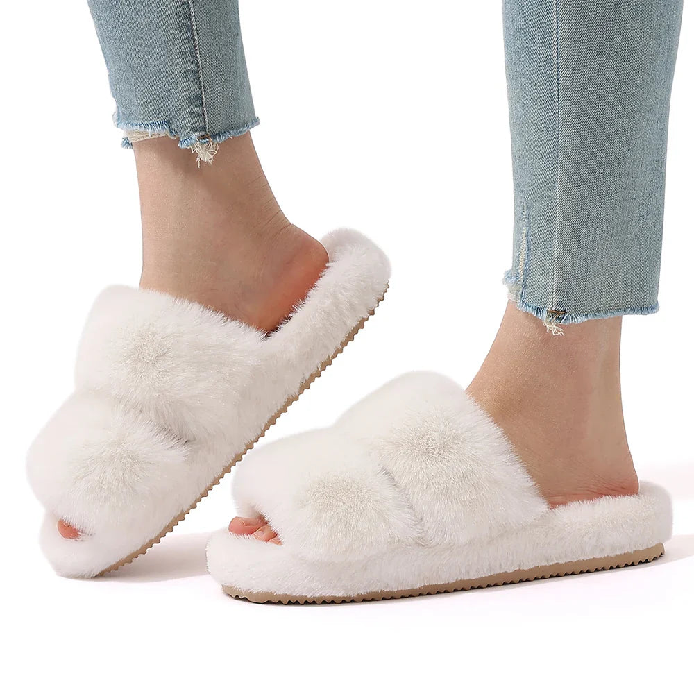 Women’s Faux Fur Slide Slippers Cozy Indoor Comfort 7