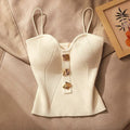 Women’s Fitted Knit Crop Top with Thin Straps for Going Out 0