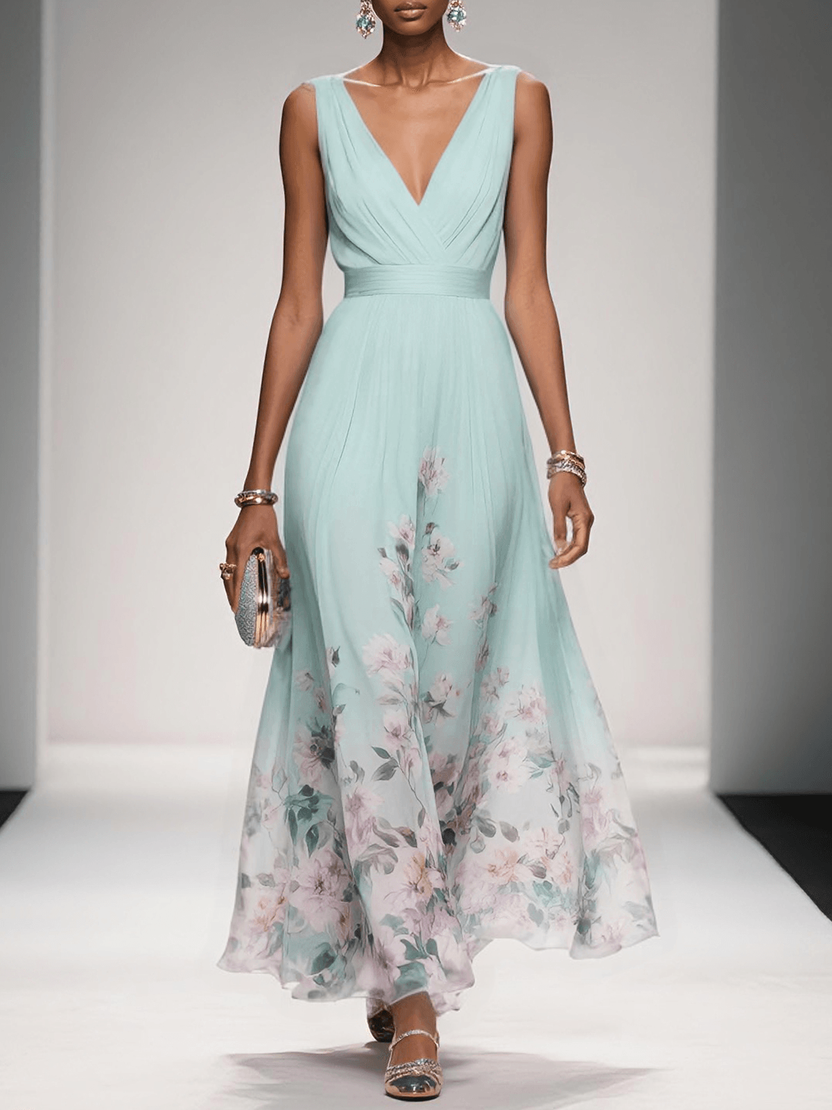 Women’s Floral A-Line Dress Elegant Wedding Guest Style 3