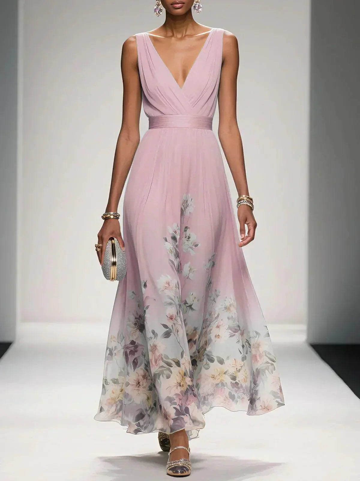 Women’s Floral A-Line Dress Elegant Wedding Guest Style 4