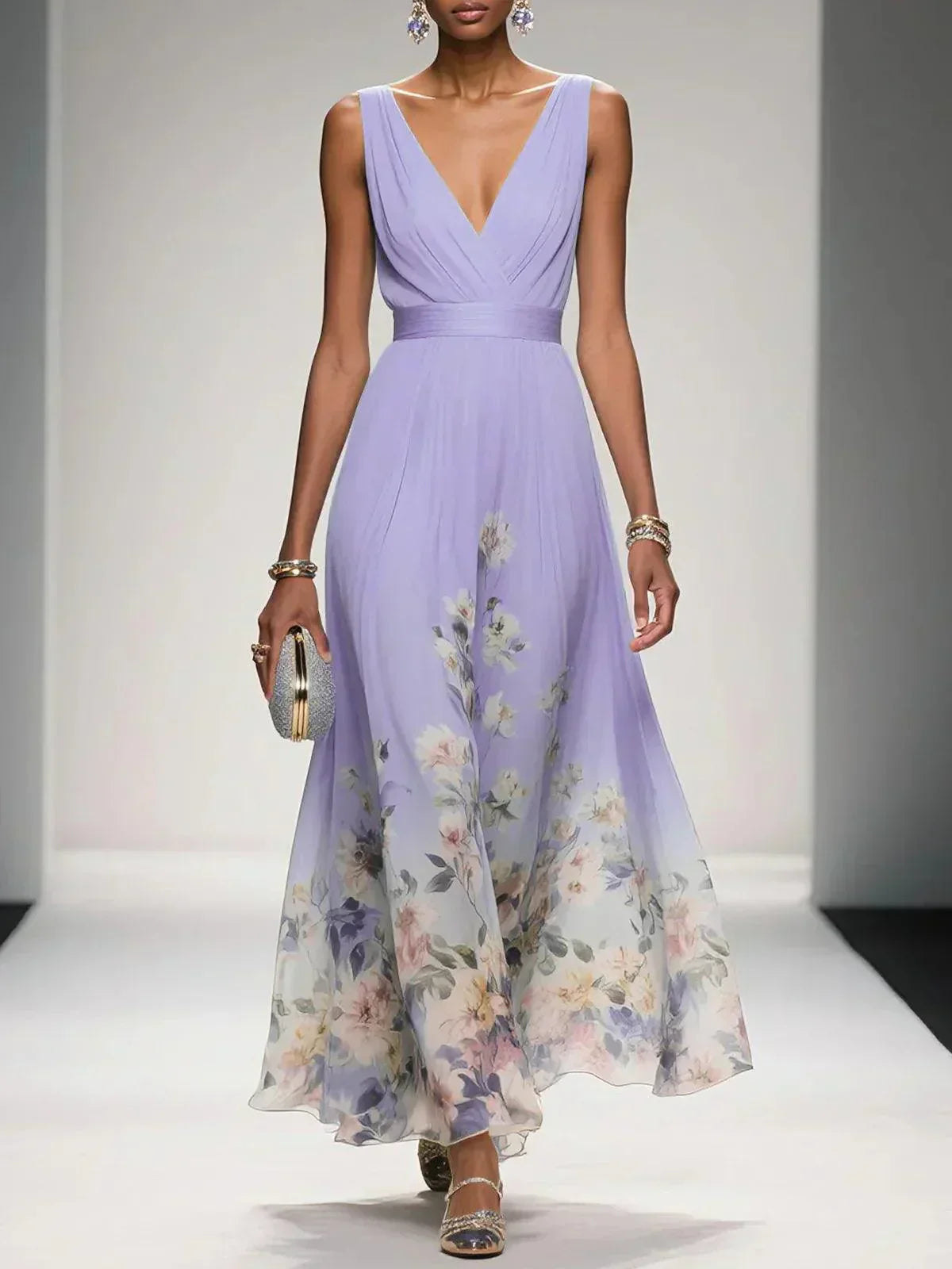 Women’s Floral A-Line Dress Elegant Wedding Guest Style 5