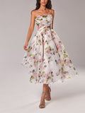 Women’s Floral A-Line Midi Dress Elegant Spaghetti Strap Design 0