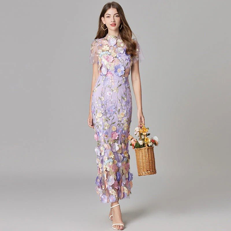 Women’s Floral Applique Maxi Dress Elegant Sleeveless Design 2