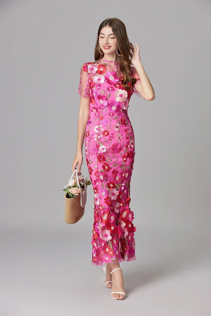 Women’s Floral Applique Maxi Dress Elegant Sleeveless Design 5